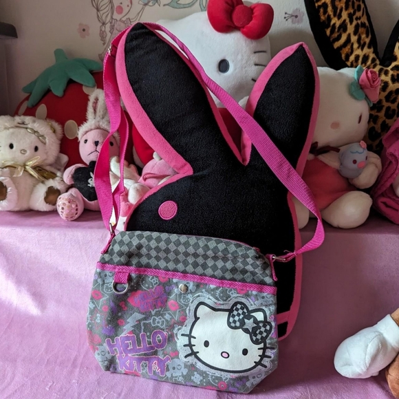 hello kitty purse/ crossbody bag gray pink/magenta purple - Picture 1 of 8